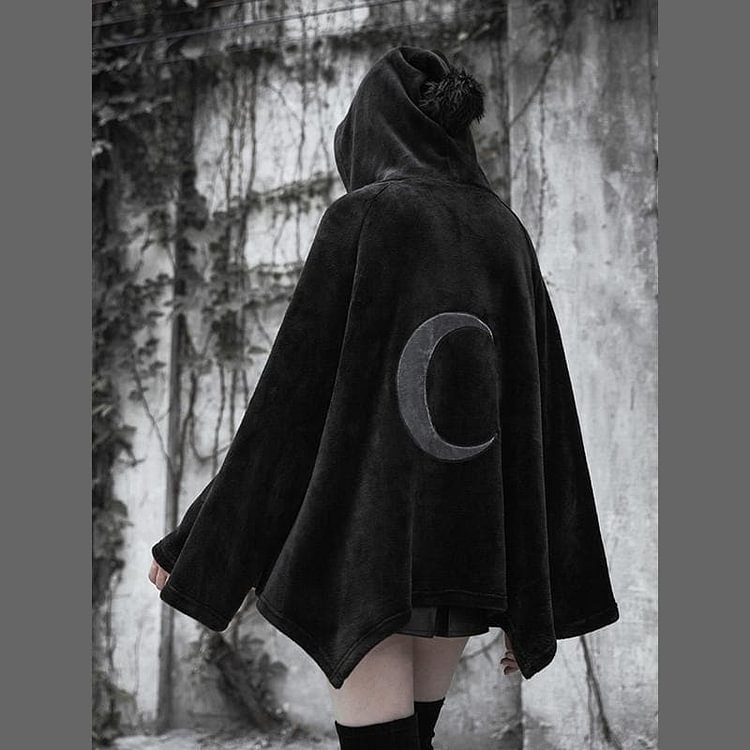[Reservation]Black Gothic Irregular Embroidered Moon Cape S12935