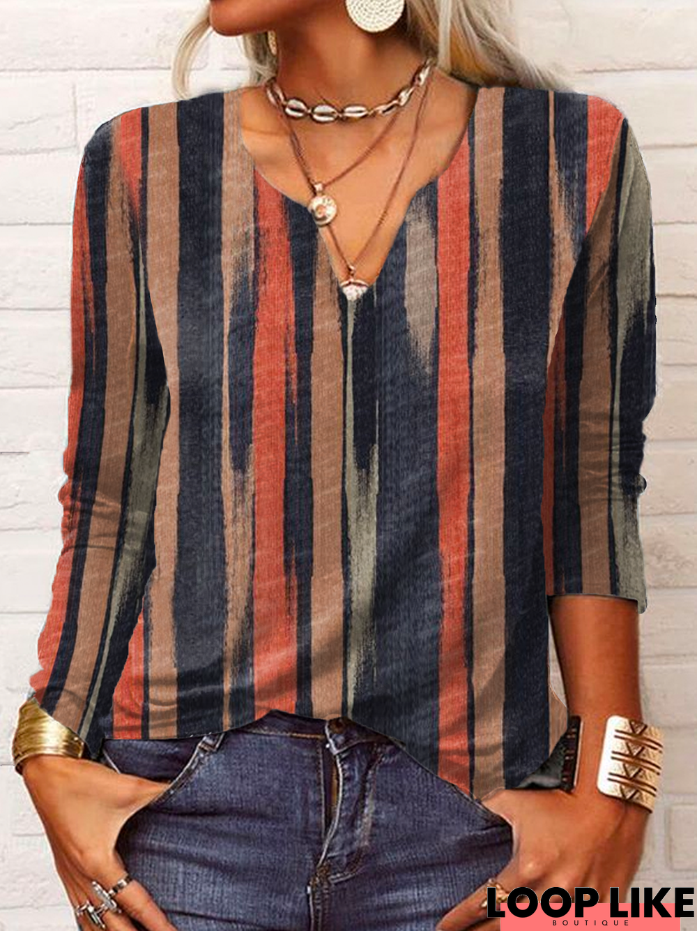 Long Sleeve Casual Striped T-Shirt