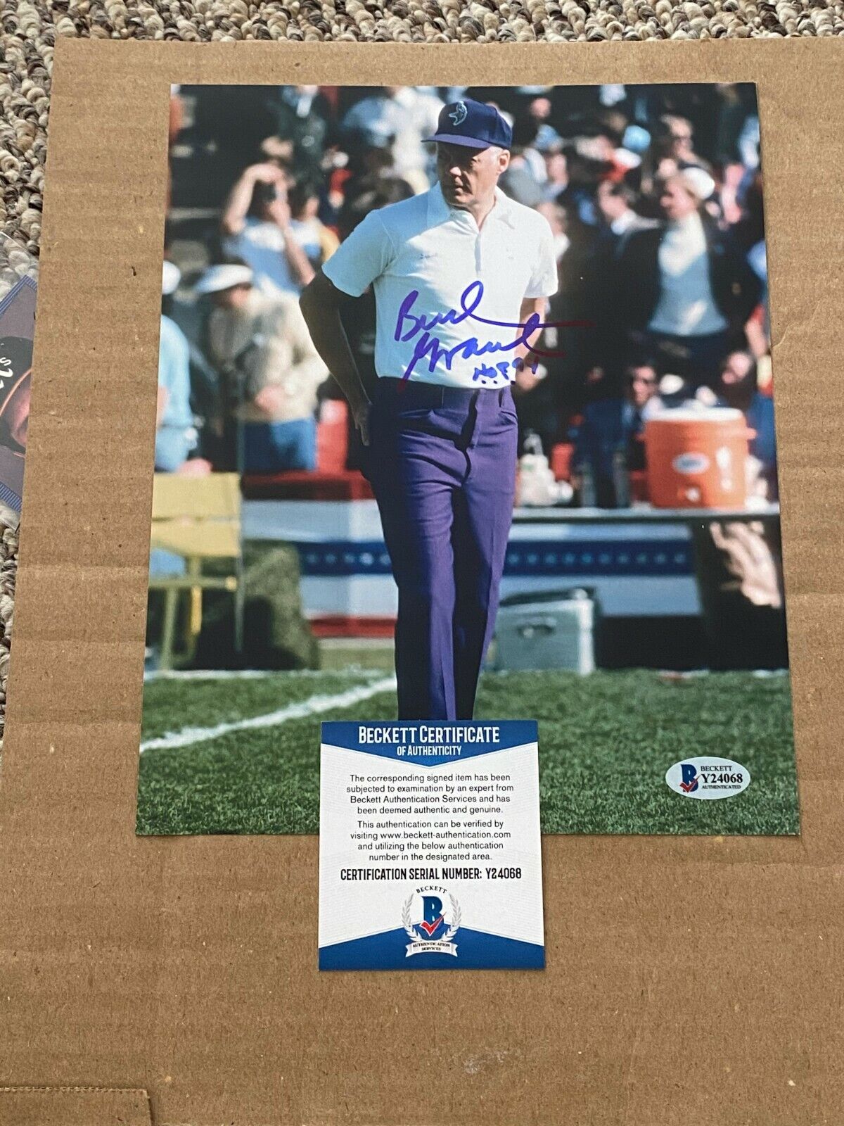 BUD GRANT SIGNED MINNESOTA VIKINGS 8X10 Photo Poster painting W/HOF94 BECKETT CERTIFIED #6