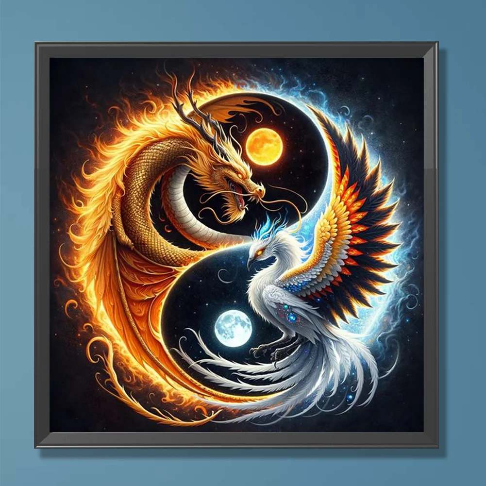 Diamond Painting - Full Round Drill - Yin Yang Dragon Phoenix(Canvas|30*30cm)