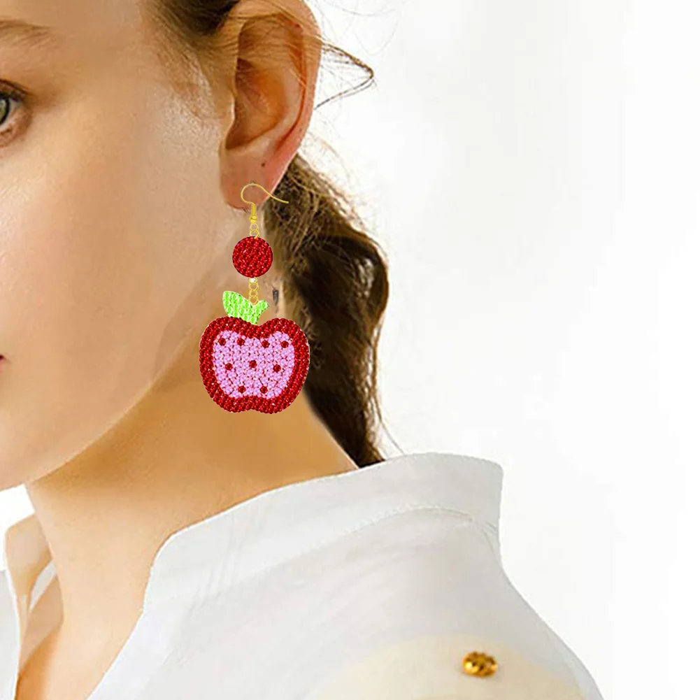 6Pairs DIY Teacher Double Sided Diamond Painting Earrings Mosaic Drill Earring Kits