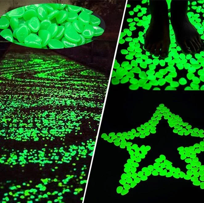 100pcs Glow in the Dark Pebbles Landscaping Glow Stones for Garden Pond Aquarium