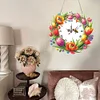 DIY Tulips Diamond Clock Art Pendant Home Wall Decoration Crafts