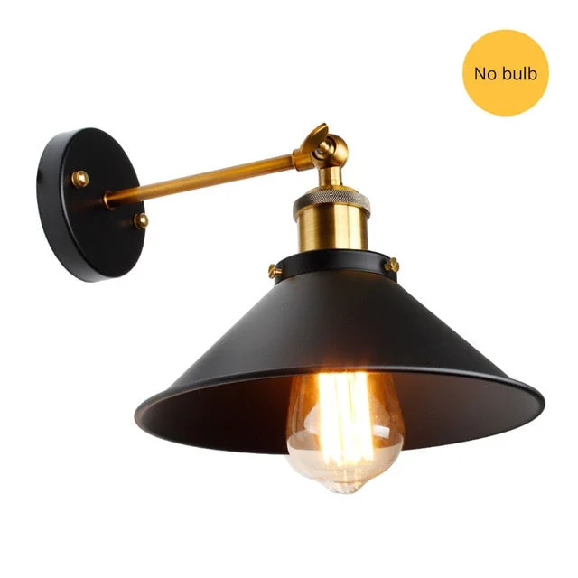 NEW Vintage Loft LED Wall Lamp  For Home Industrial Decor Retro Bathroom Lighting  Iron Lampshade E27 Edison Bedroom Wall Light