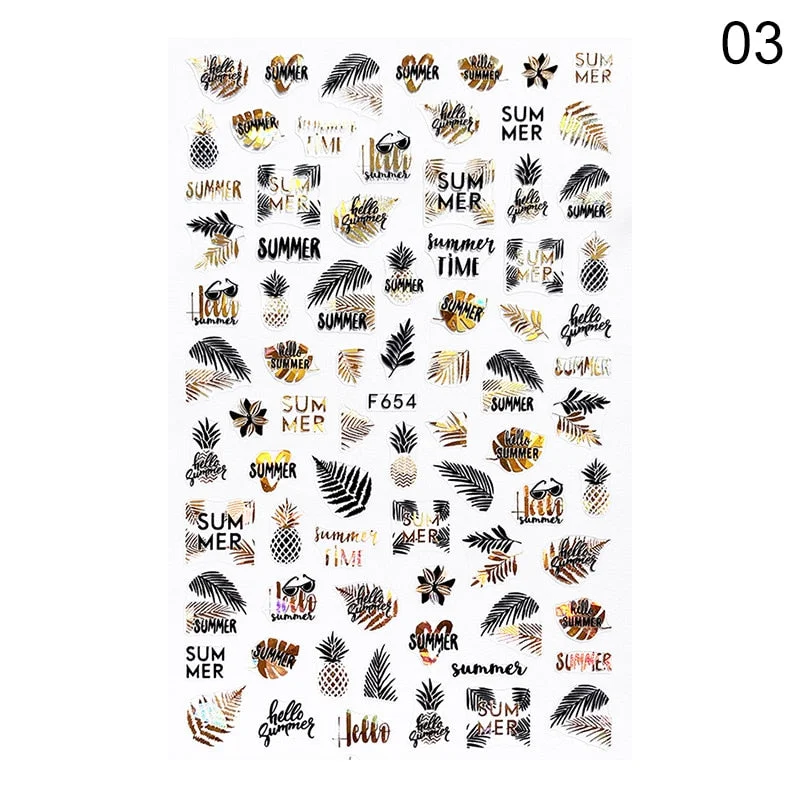 1PC Succulent Plants Flower 3D Nail Sticker Spring Floral Leaves Adhesive Transfer Decals Slider DIY Nail Art Decoration-Nail Inspo