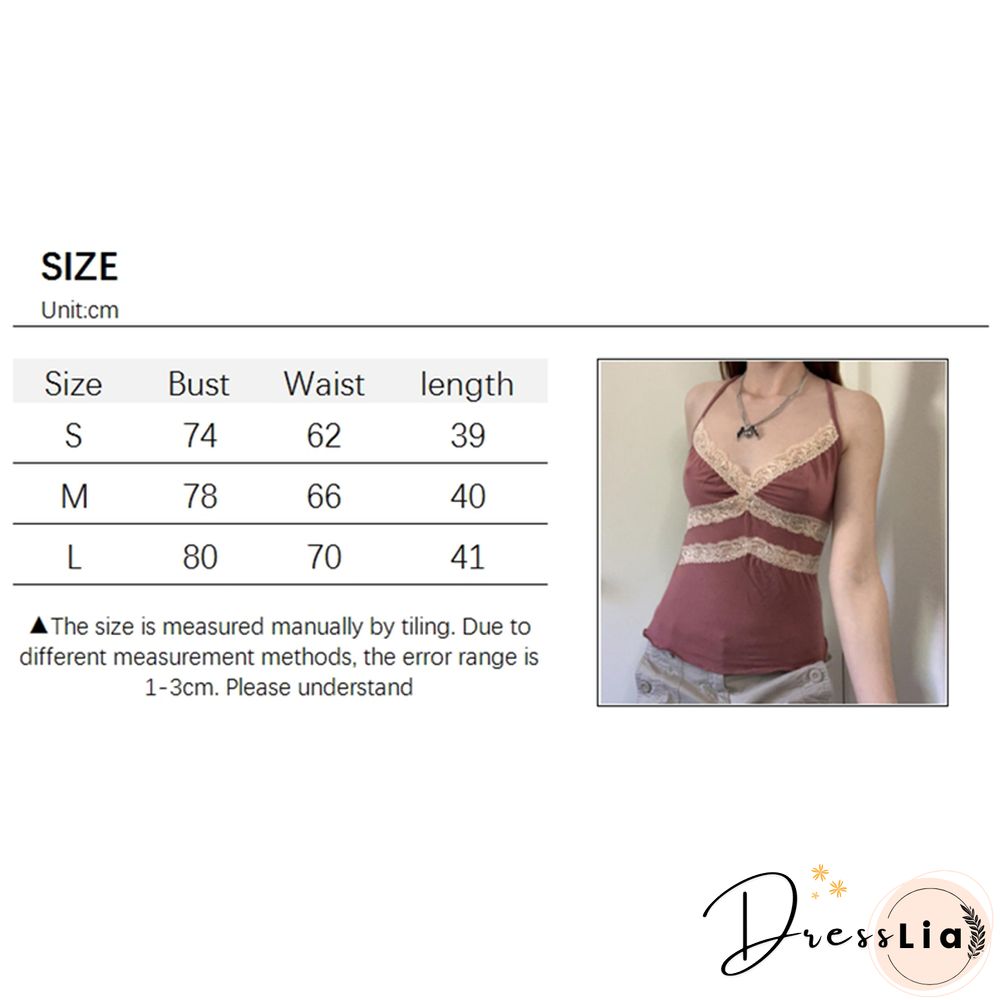 Y2k Aesthetic Sweet Kawaii Tops Vintage Fairycore Lace Patchwork Casual Camisole Frill Casual Women Shirts Tee