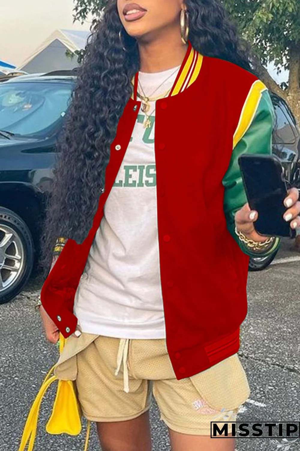 Brown Street Solid Patchwork Buckle Outerwear