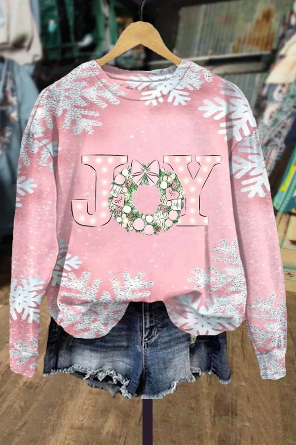 Christmas Snowflakes Print Joy Sweatshirt
