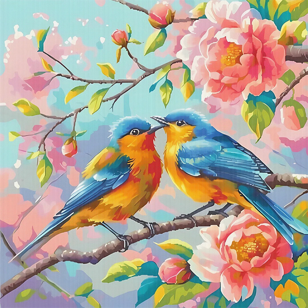 Birds On The Branches Full 11CT DIY Stamped Cross Stitch Kits 40x40cm for Adults