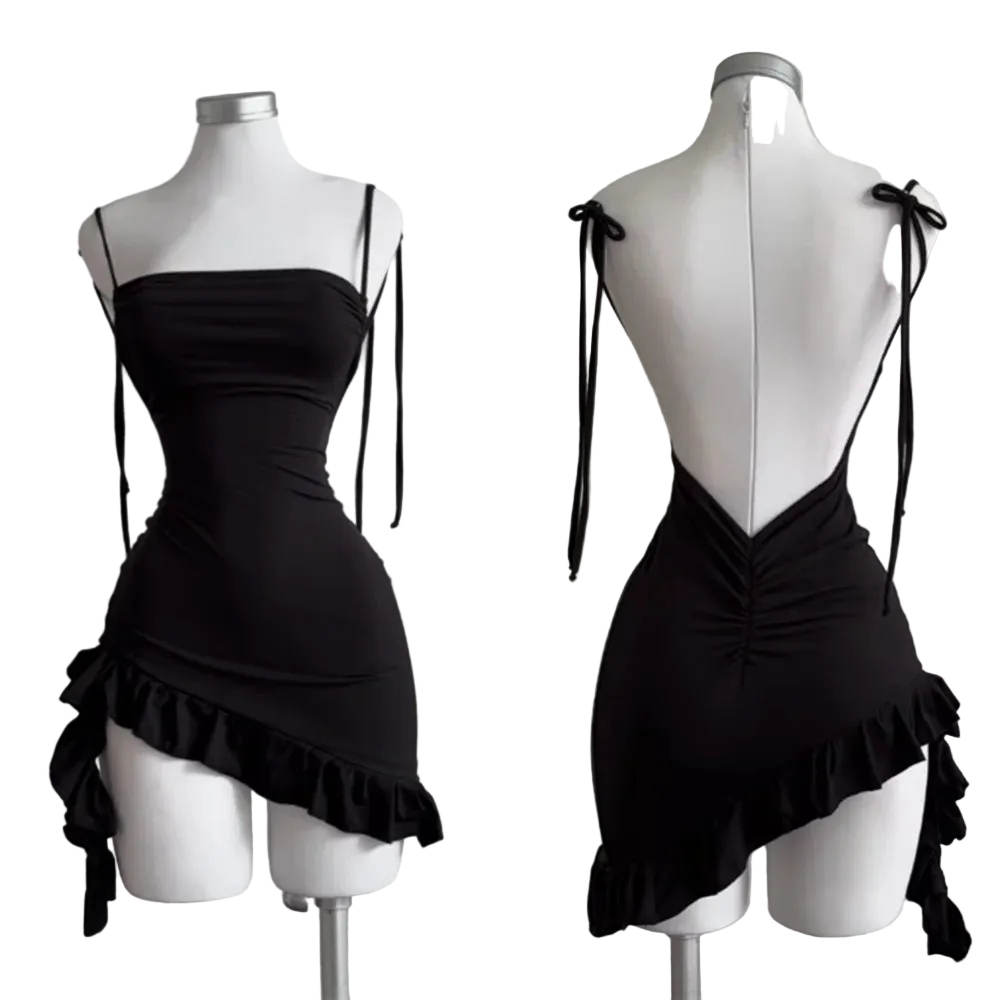 Backless Lace up Dress