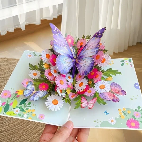 🔥Mother's Day Hot Sale🦋Vibrant 3D Butterfly & Daisy Pop-Up Greeting Card