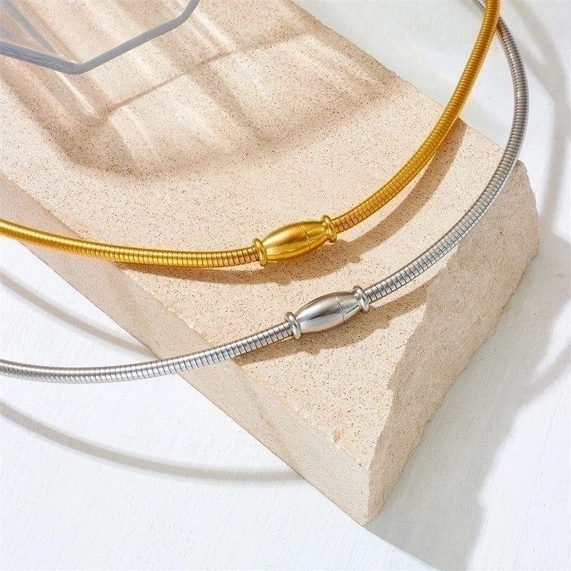 Stainless Steel Vintage Style Plating Solid Color Choker2