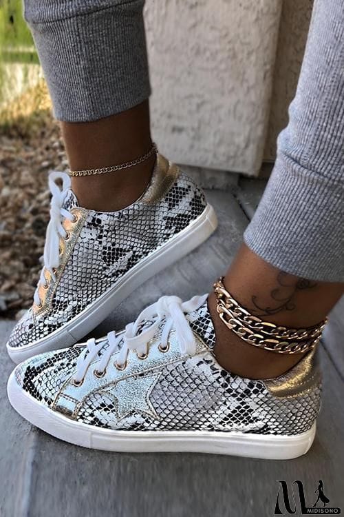 MidiSono - Lace Up Star Snake Sneakers