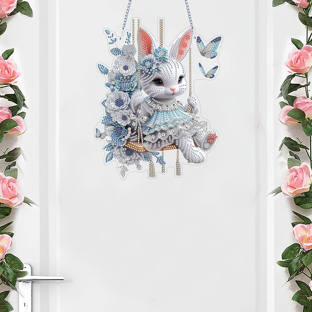 Easter Bunny Swing Diamond Art Hanging Pendant DIY Diamond Painting Dots Pendant