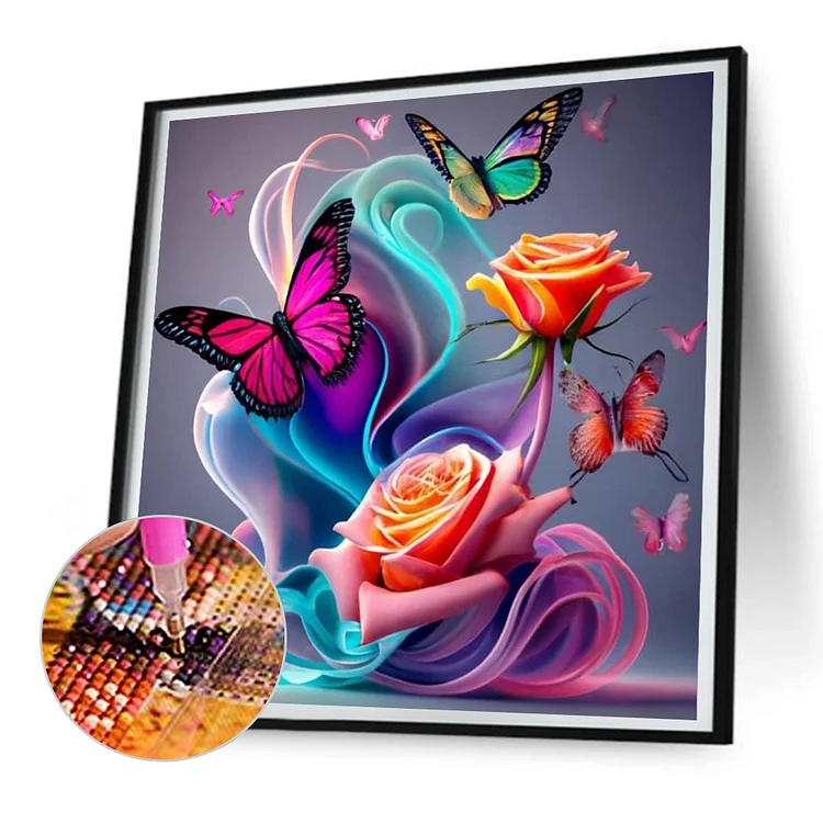 5D Diamond Painting Large Abstract Butterfly and Flowers Kit