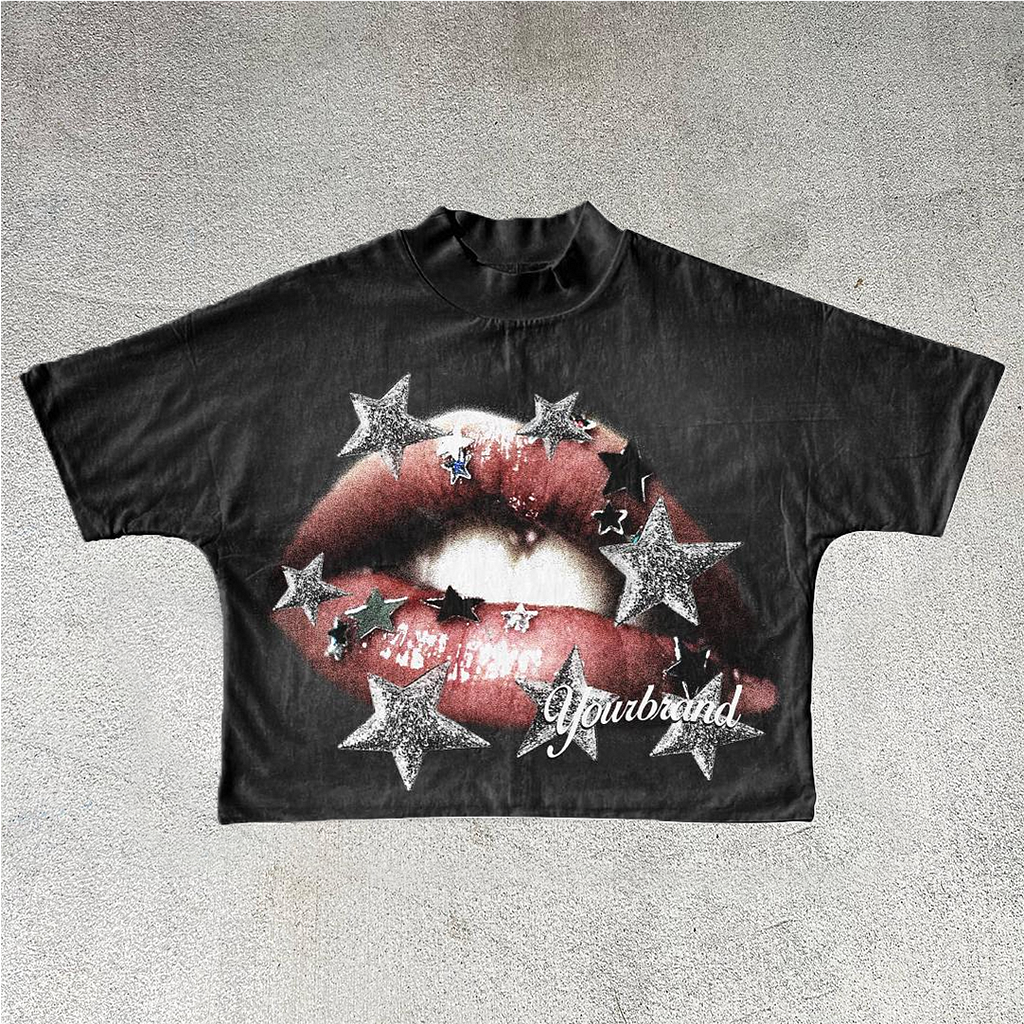 Sopula Lips Star Graphic Cotton Cropped T-Shirt - SOPULA