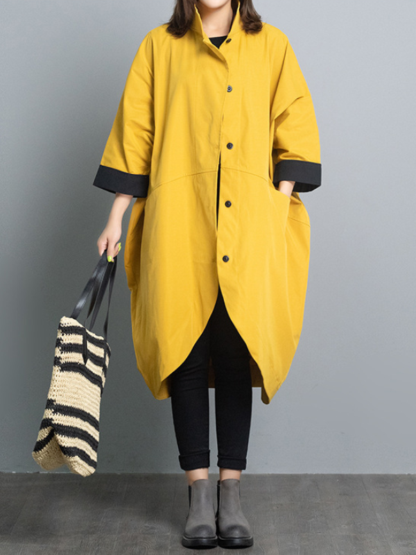 Stylish Roomy Split-Front Half Sleeves Stand Collar Outerwear