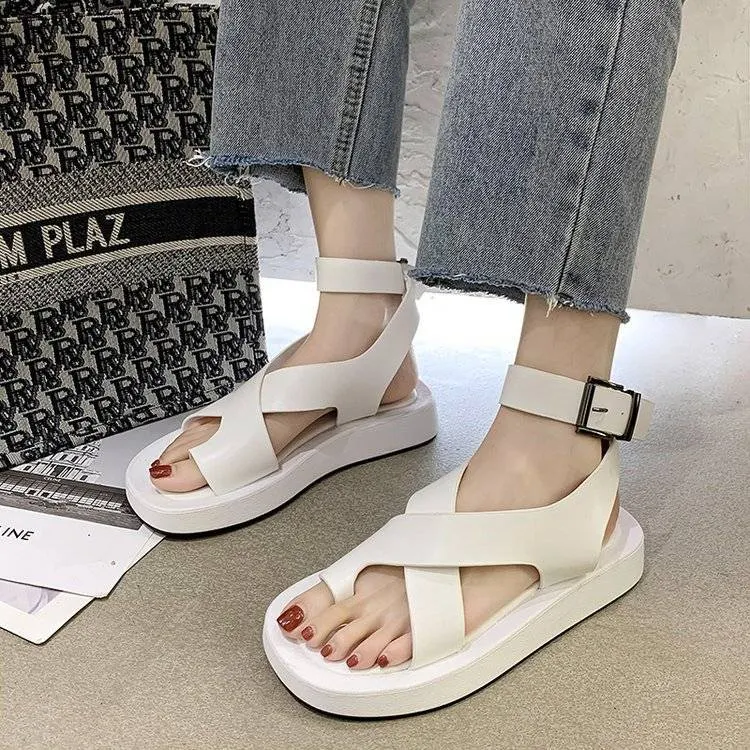 INS HOT Women's Sandals 2022 Summer Solid Color Comfortable Female Beach Shoes Chunky Sandals For Woman Non-Slip Shoe