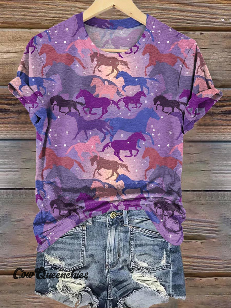 Purple Horse Art Print T-Shirt Multicolor / S