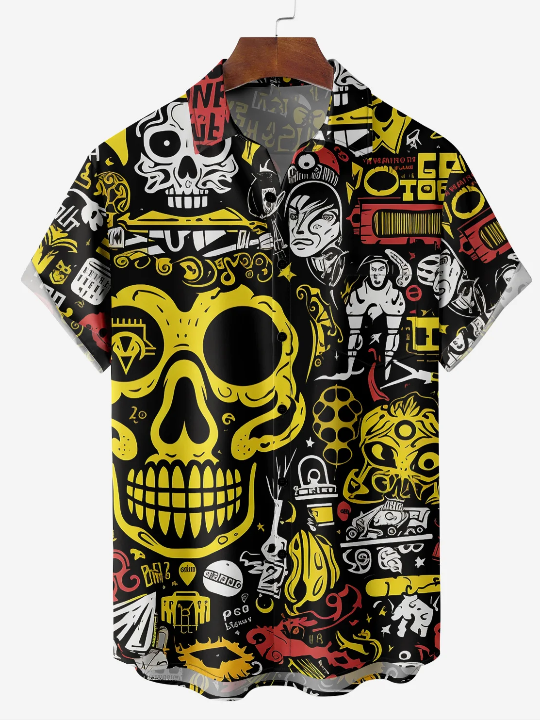 Men's Cool Skull Cartoon Print Shirt PLUSCLOTHESMAN