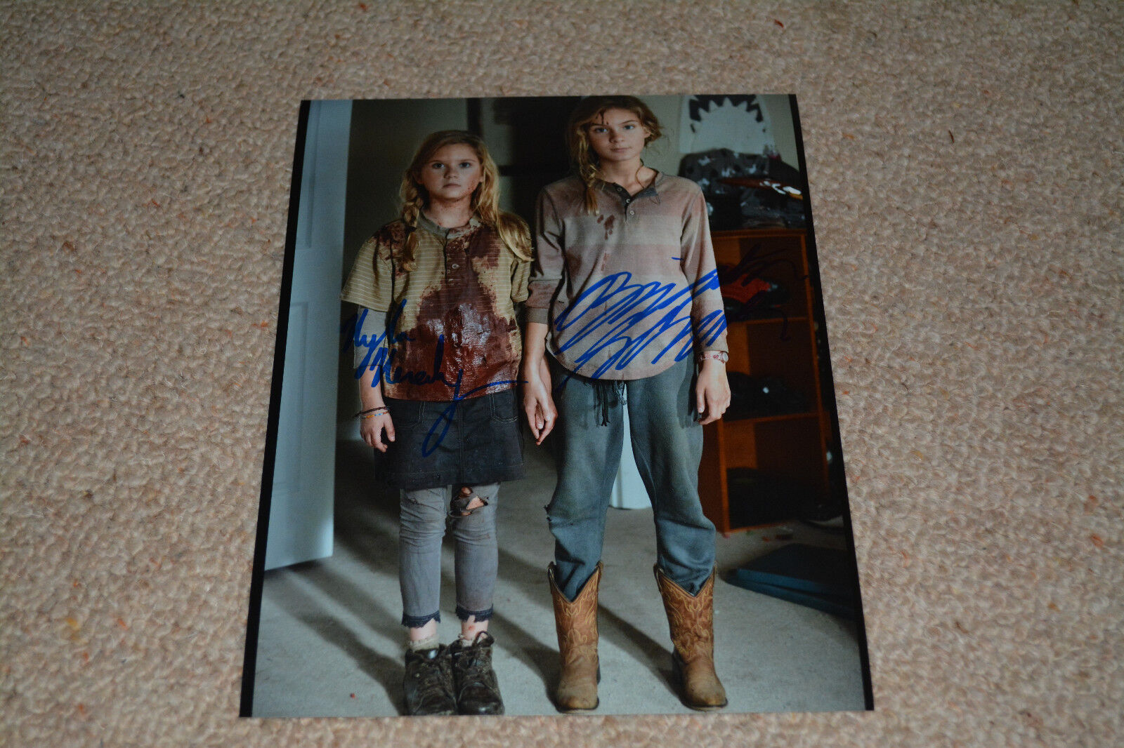 BRIGHTON SHARBINO & KYLA KENNEDY signed 8x11 In Person THE WALKING DEAD