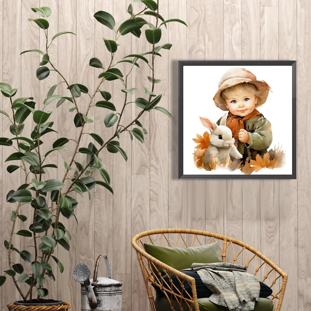 Diamond Painting - Full Round Drill - Harvest Farm Kid(Canvas|40*40cm)