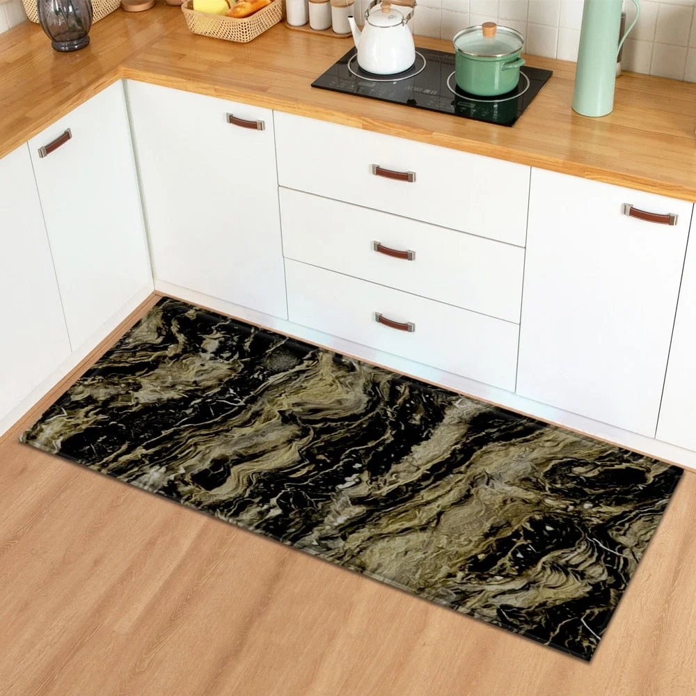 Marble Kitchen Carpet Absorbent Mat Doormat for Entrance Door 3D Wood Grain Pattern Bedroom Hallway Long floor mat Anti-Slip Rug