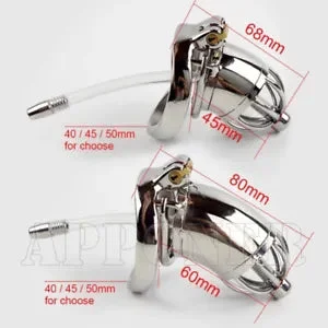 pornhint Pornhint Stainless Steel Male Chastity Cage with Tube Spike Ring S/L Size Chastity Belt