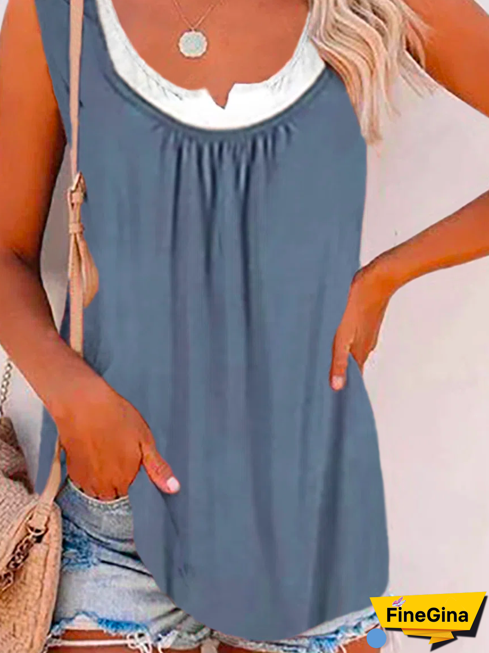 Plus size Casual Sleeveless T-shirt