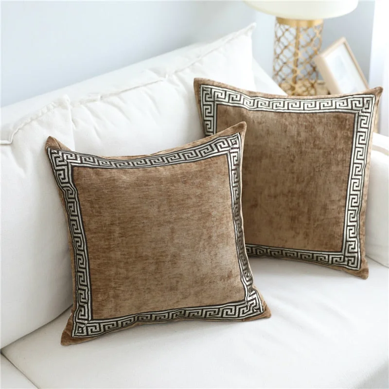 Soft Velvet Grey Cushion Cover Home Decor Blue Embroidered Pillow Case Sofa Decorative Pillows 45*45/60*60cm Throw Pillow Cover