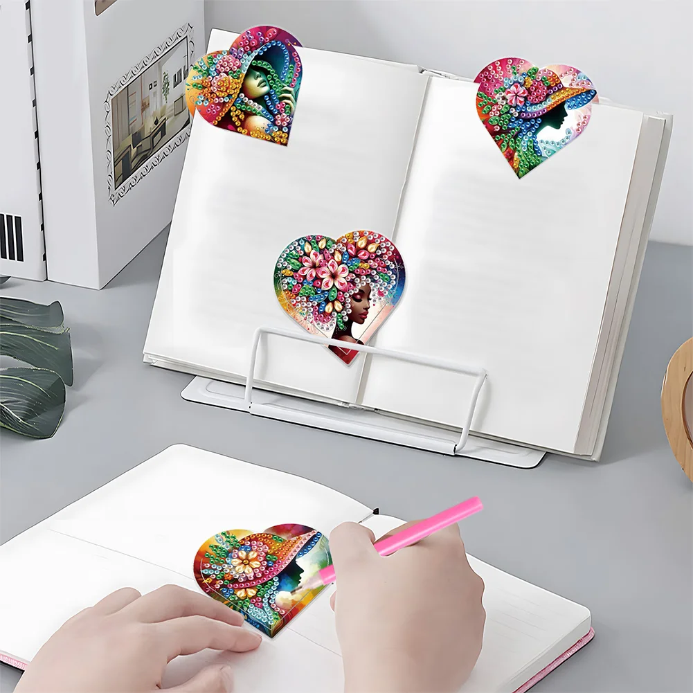 8 pcs Flower Women Diamond Painting Bookmarks Diamond Art Book Corner Kit