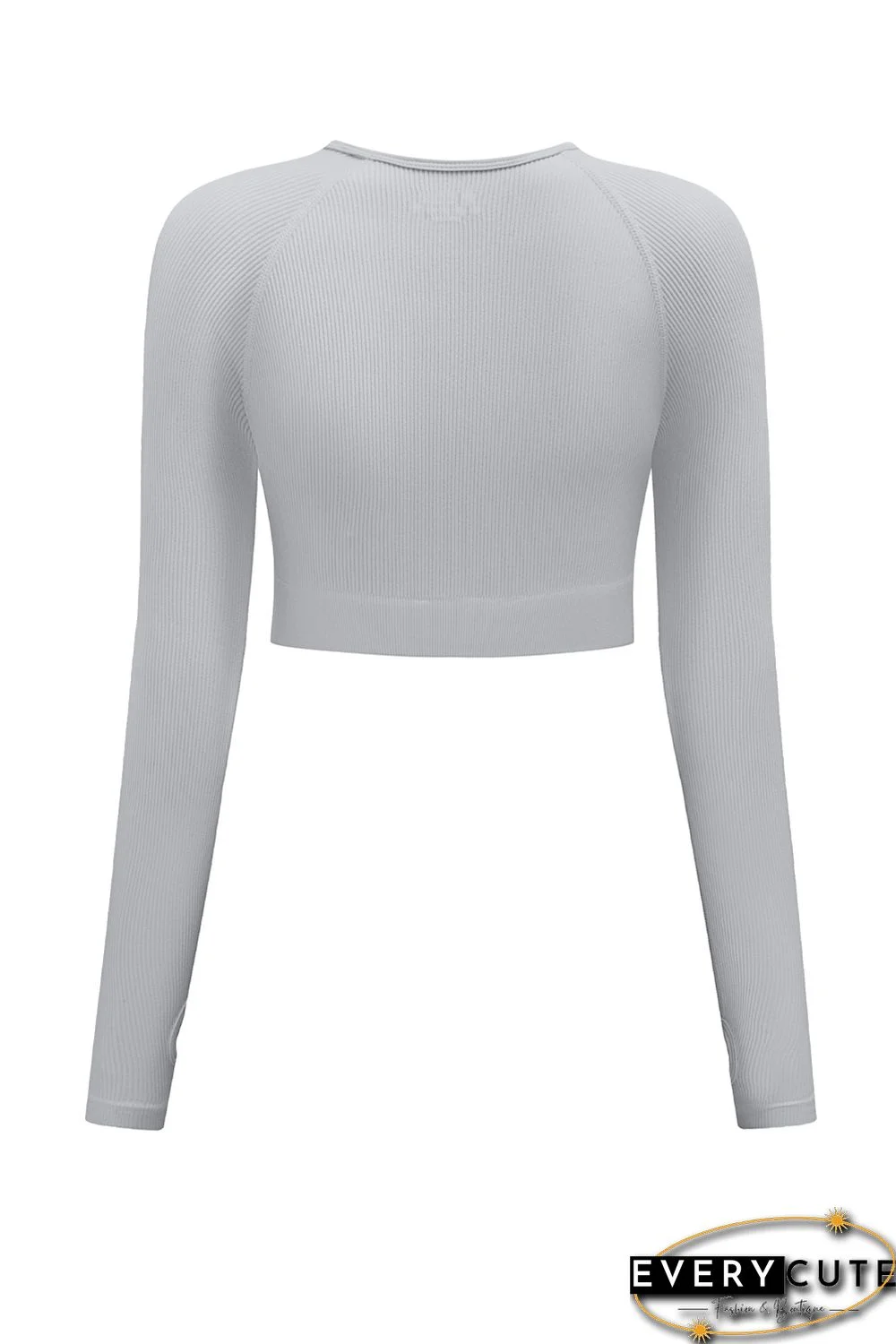Gray Long Sleeve Seamless Crop Smoke