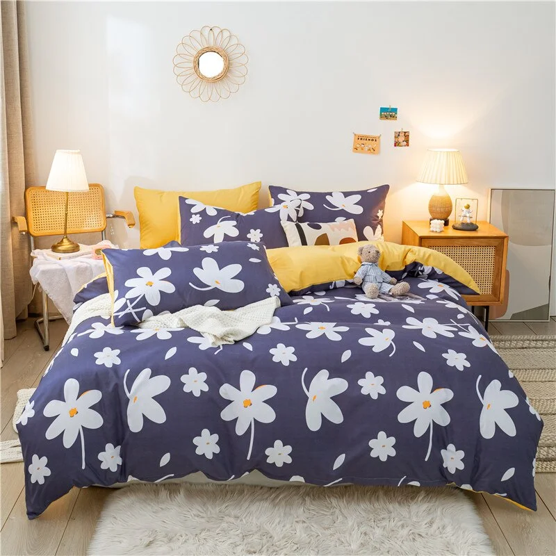 Nordic Pastoral Printed Floral Duvet Cover Pillowcase Bedding Set King Size Double Queen Flat Bed Sheet Quilt Covers Bedclothes