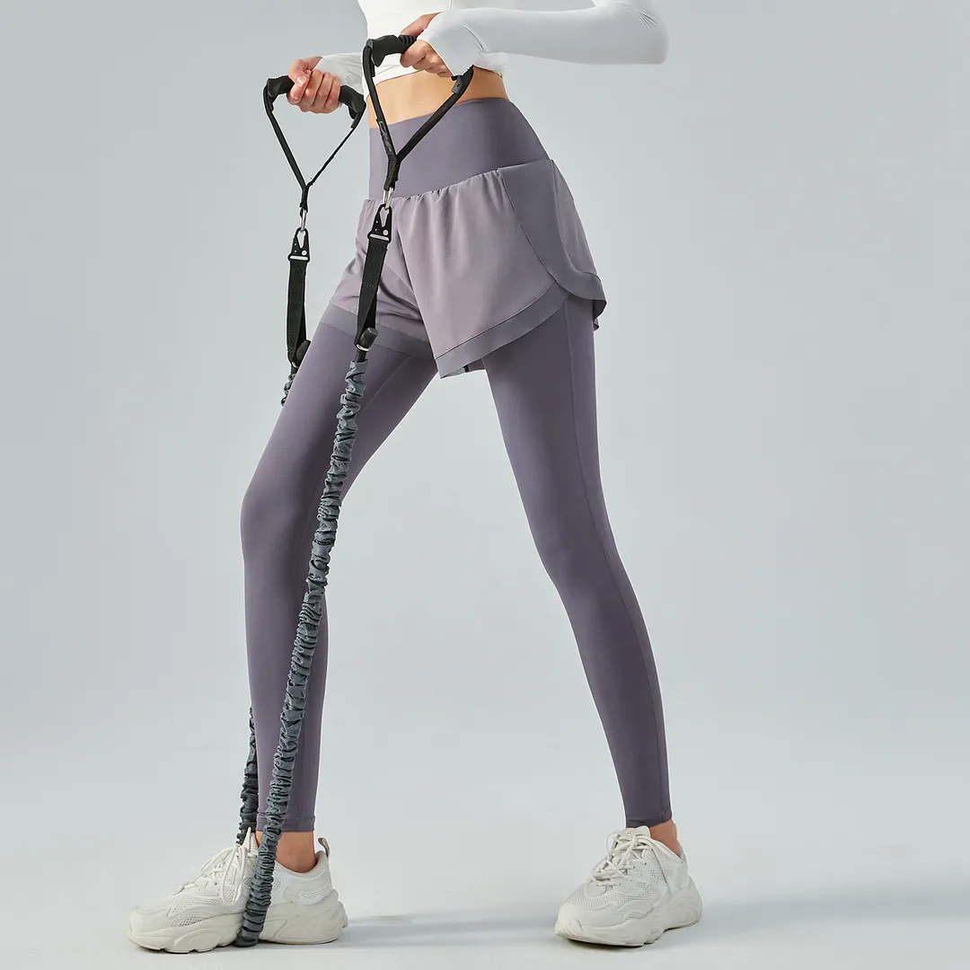 Shop Smoky Purple widened waist tummy control buttery soft sweat wicking running gym leggings shorts with pockets online on Hergymclothing