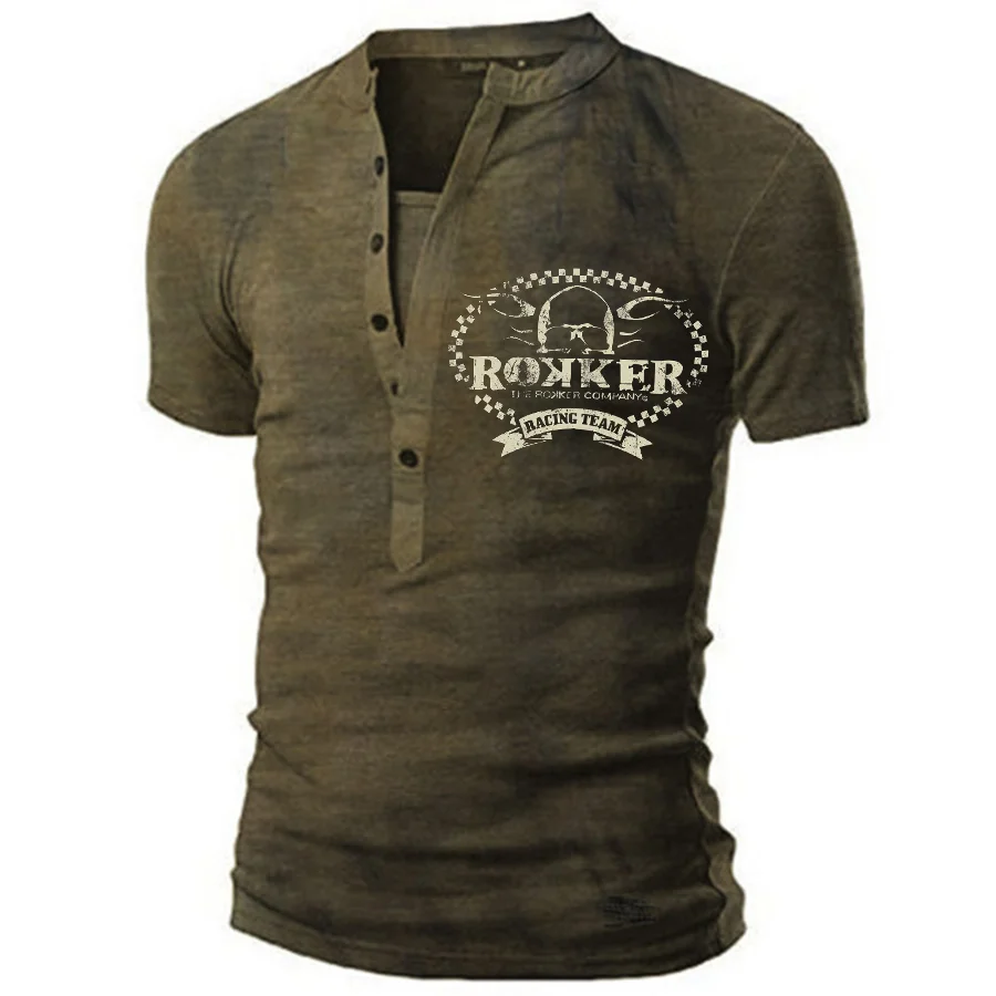 Mens Retro Motorcycle Riding Outdoor Casual T-shirt