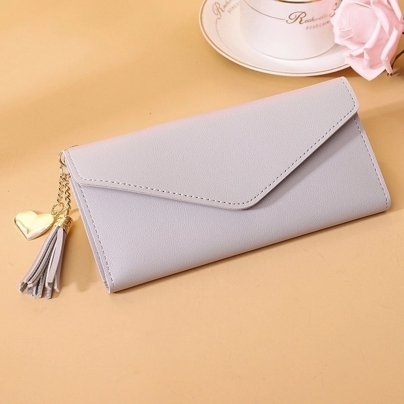 Wallet Ladies New Short Tassel Pendant Litchi Pattern Wallet Card Holder Cute Coin Purse In Stock