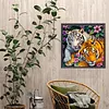 Deux tigres en fleur 5d maison-de-m&ecirc;me full square drill diamond kits de peinture pour adultes d&eacute;butants d&eacute;coration int&eacute;rieure diamants dots kits d&rsquo;art gemmaire peintures de diamants art 40*40cm