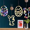 Easter Window Lights 2 Pack Easter Egg and Bunny Shaped Battery Operated Indoor Lights Holiday Decorations for Indoor Outdoor Party Decor