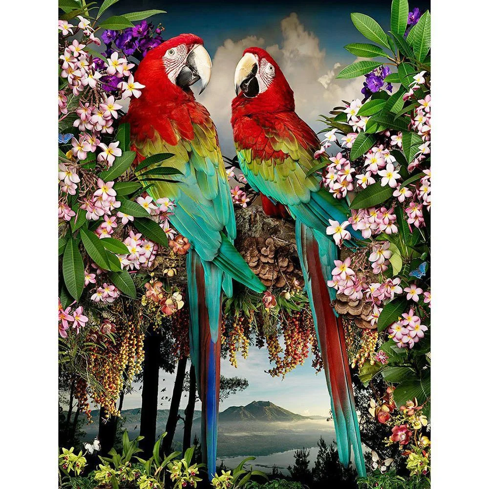 Full Round Diamond Painting - Parrots Branch(30*40cm)