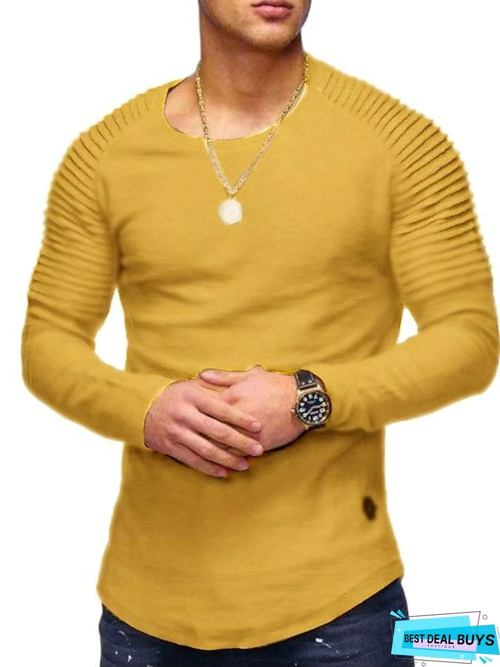 Men's T-Shirt Non-Printing Solid Colored Plus Size Long Sleeve Daily Tops Cotton Round Neck Army Green Gray Khaki