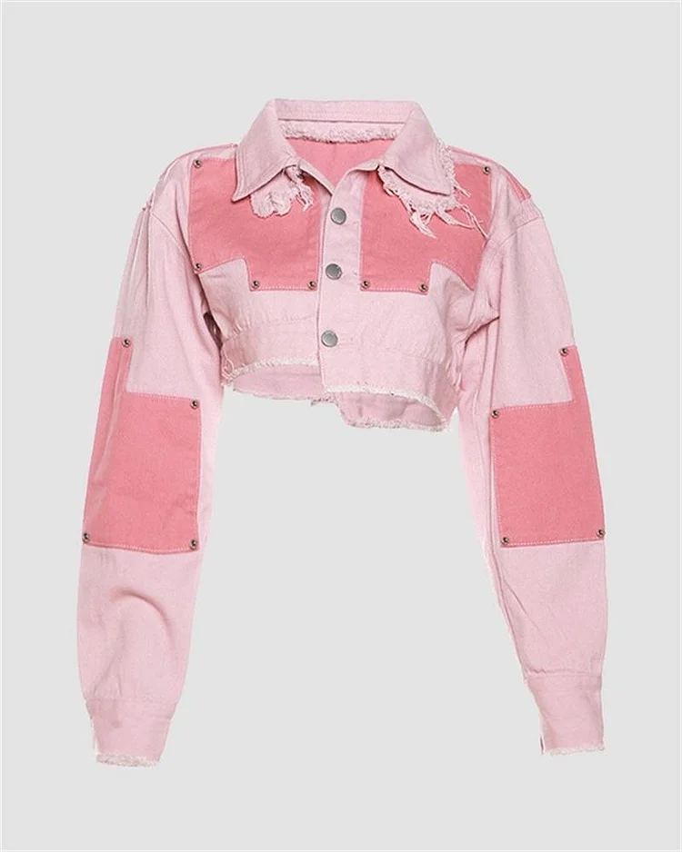 Pinky Patchwork Denim Jacket