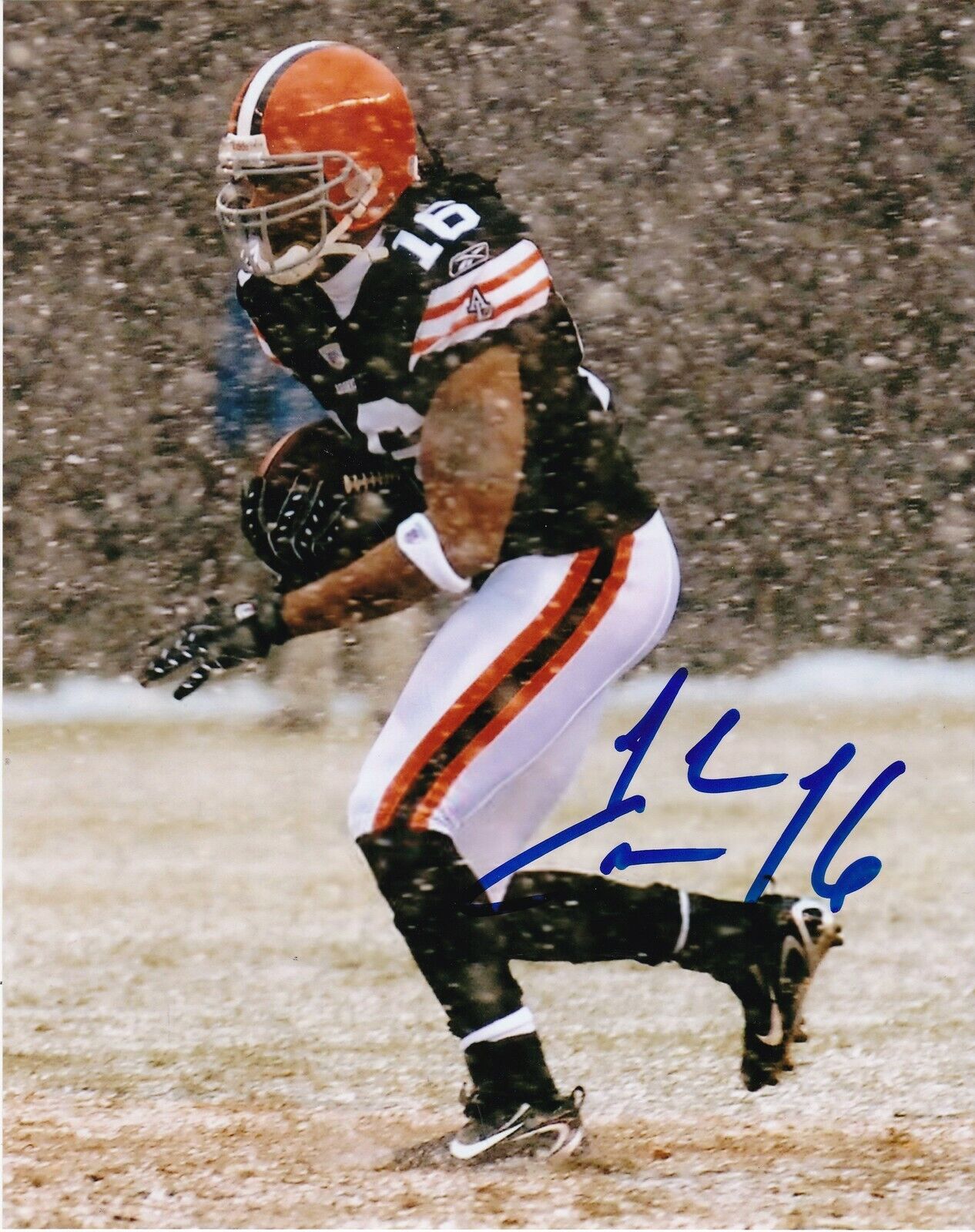 JOSH CRIBBS CLEVELAND BROWNS COLOR ACTION SIGNED 8x10