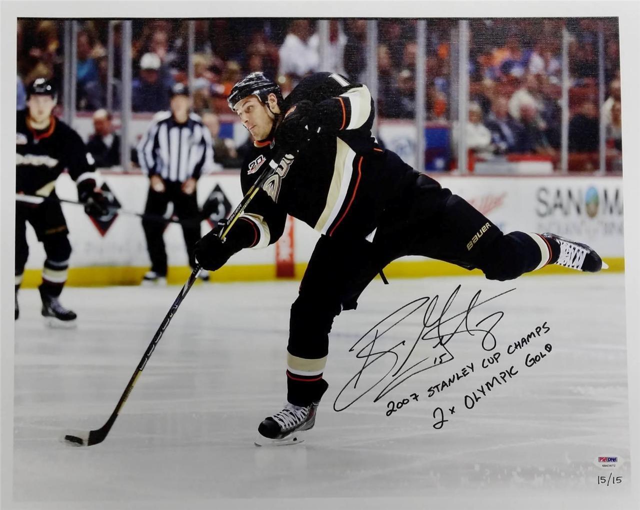 Ryan Getzlaf Signed 07 Stanley Cup Champ 2x Olympic Gold 16x20 Canvas Pic 15/15