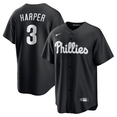 Youth Philadelphia Phillies #3 Bryce Harper  Black Lights Out Replica Player Jersey