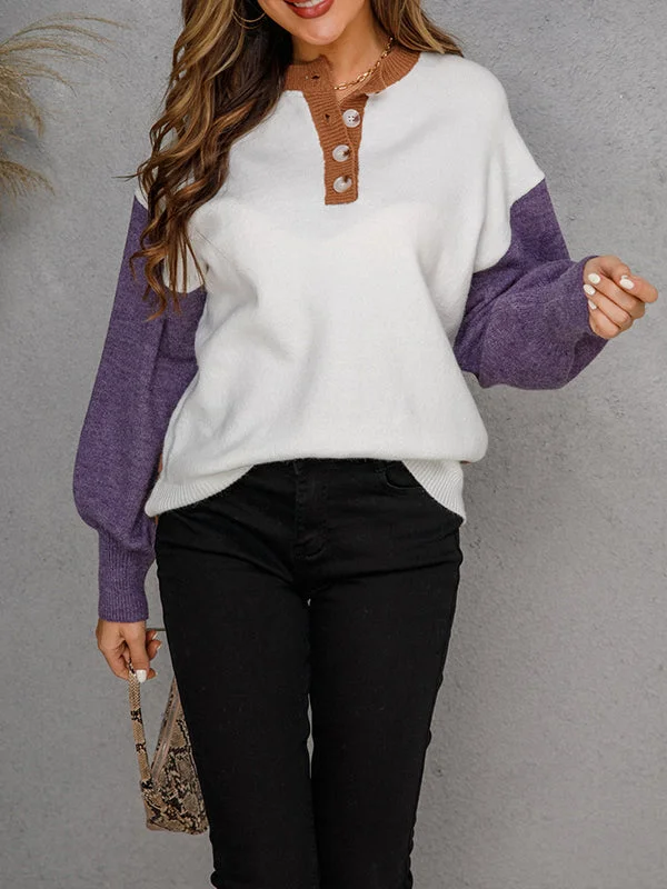 Button Up Pullover Knitted Sweater