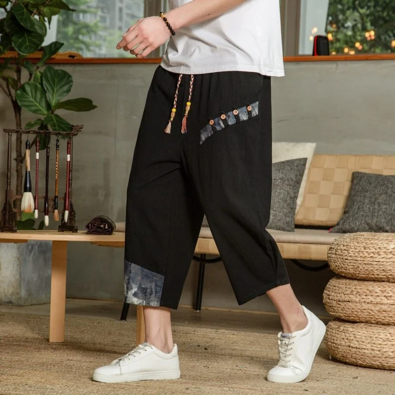 New Man Pants 2021 Summer Baggy Male Harem Pants Cotton Linen Vintage Elastic Waist Casual Sweatpants Men Big Size Trousers 5XL