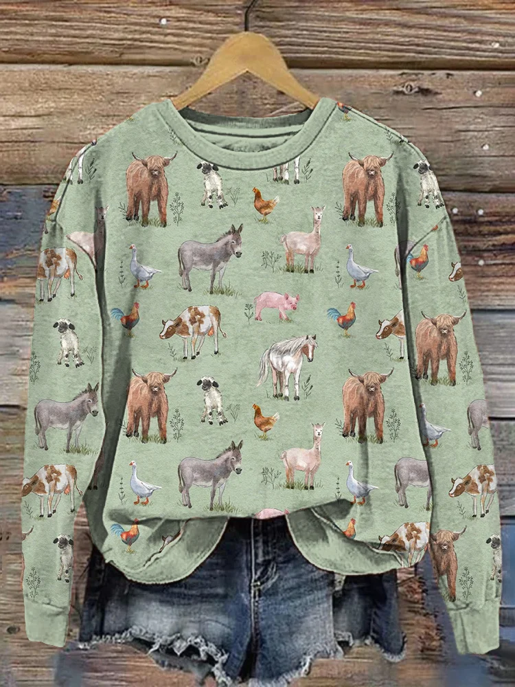 Lässiges, gemütliches Sweatshirt mit Bauernhoftier-Print