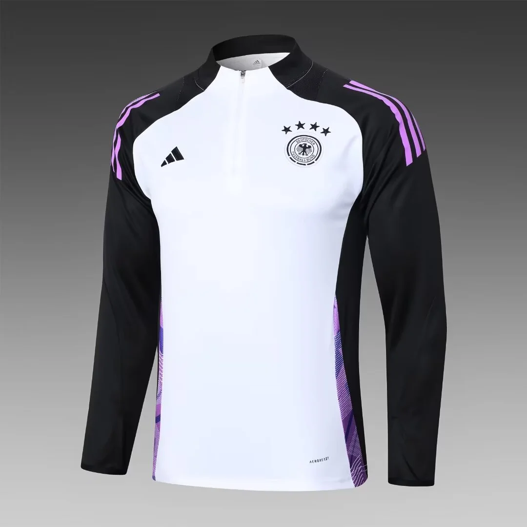 2024 Germany Half-Pull Training Suit WhiteFootball Shirt 1:1 Thai Quality