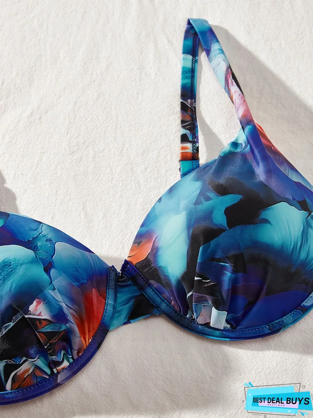 Vacation Tie-Dye Pattern Printing Scoop Neck Bikinis Two-Piece Set