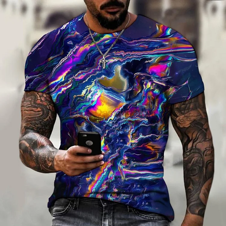 Tie Dyed Style Summer Short Sleeve Men's T-shirts at Hiphopee